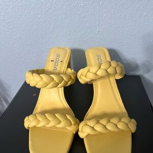 Soda Women's Bright Yellow Braided Heels